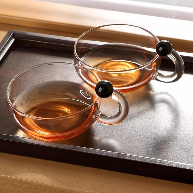 Nordisk Stil Rottehale Glass Tekanne Sett, Varmebestandig Gjennomsiktig Glass Tekanne med Filter Te Brygging, Tesett, Tekopp med Håndtak