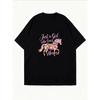 Weißes T-Shirt mit floralem Pferd und Aufdruck 'Just A Girl Who Loves Horses' für Freizeitkleidung