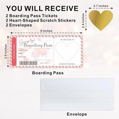 Boardingkort Skraplotter DIY-kit - Dubbel överraskningsavslöjande för Bröllop & Barnfödelsedag, Kreativ Inbjudningsspel Gåva