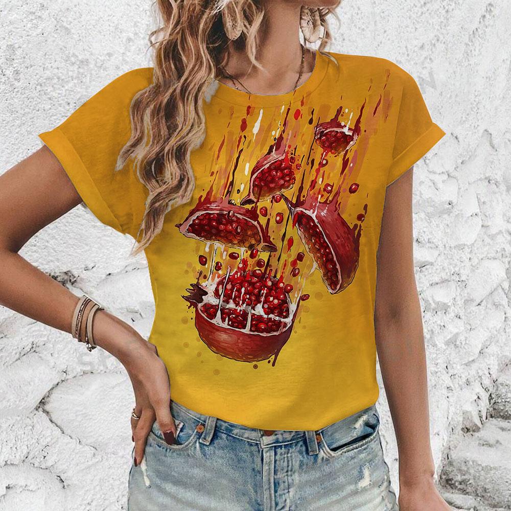 Women's T-shirt Artistic Fruit Pattern Fashion Printing Ummer Leisure Popular Short Sleeved Top