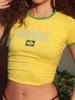 Maglietta Stampa Lettere Hiphop Brasile Harajuku Gotico Y2k High Street Grunge Crop Top Canottiera Casual Sexy da Donna Giallo Slim