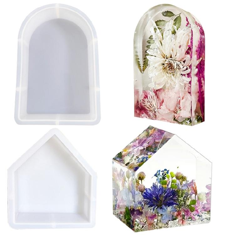 Mirror Epoxy Resin Silicone Molds House Shaped Beautiful Crystal Ornament