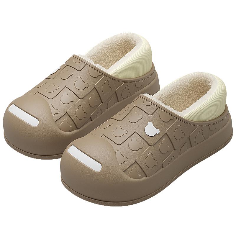 EVA Waterproof Cotton Slippers Bag Heel Women's Winter Cute Cartoon Home Men's Plush Cotton Shoes