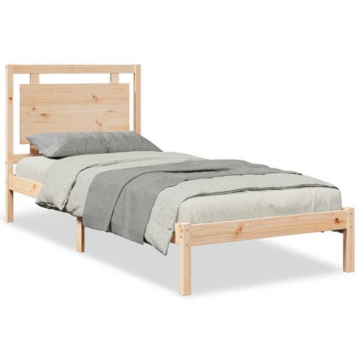 VidaXL Extra Long Bed Frame Without Mattress 100x210 Cm Solid Wood, Bedroom Furniture, Bed Base, Wooden Bed, Bed, 3309185
