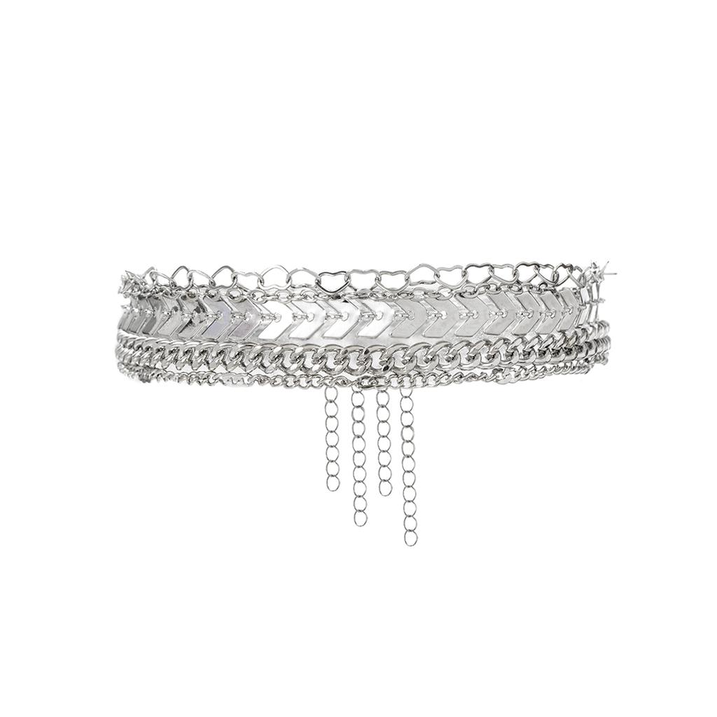 4 Fashionable and Simple Heart-shaped Snake Bone Chains, Multi-layer Stacked Women's Ankle Chains
