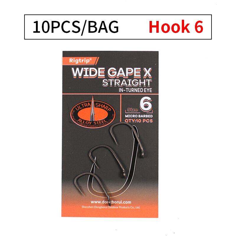 10pcs Carp Fishing Wide Gape Hook PTFE Coating Micro Bard High Carbon Steel Size 2 4 6 For Carp Fishing Hair Rig