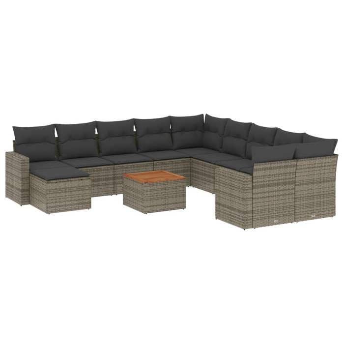 VidaXL Garden Lounge Set with Cushions 12 Pcs Grey Wicker 3224422
