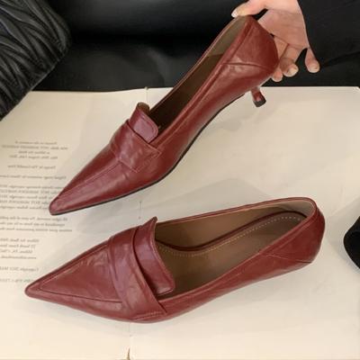 Fashion Pointed Toe Low Heel Shoes for Women Comfort Soft Leather Shallow Kitten Heels Pumps Office Shoes Zapatos Mujer