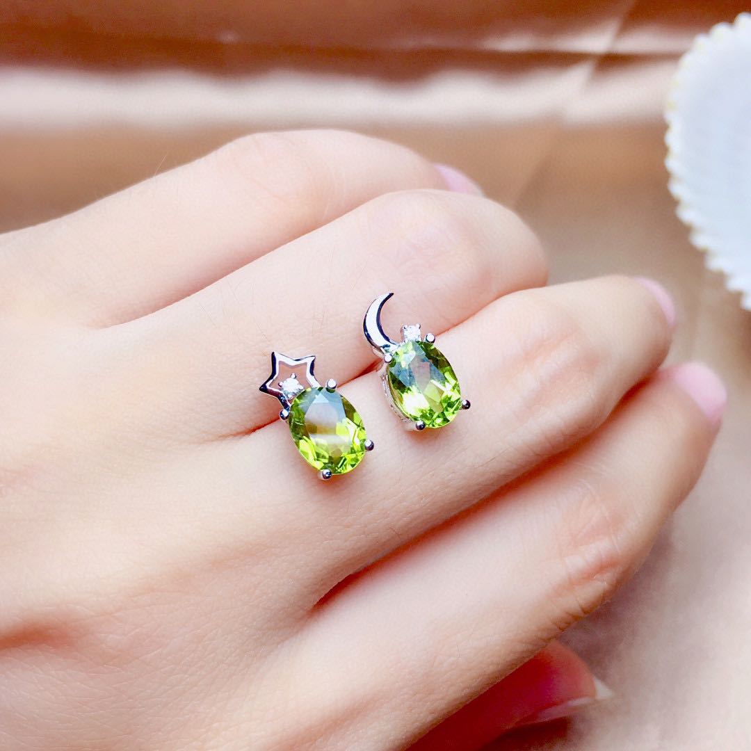 

Серьги-гвоздики JMXD-натуральный оливин белого золота