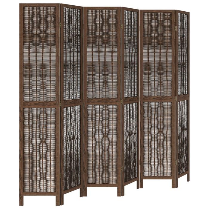 VidaXL Cloison de Séparation 6 Panneaux, Séparateur de Pièce, Écran d'Intimité, Paravent Chambre Salon, Marron Foncé 358667