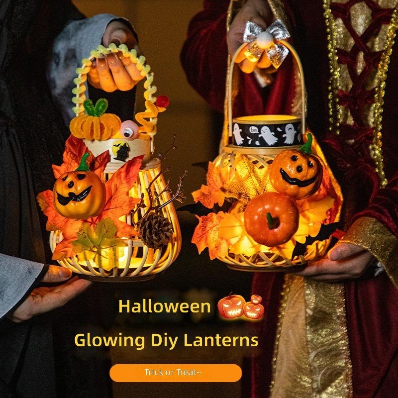 Wooden American Style Halloween Pumpkin Lantern Decoration Children's DIY Craft Kit for Kindergarten Classroom Use