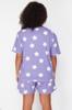 Women's Style Plus Size Lilac Star Printed Knitted Pajama Set