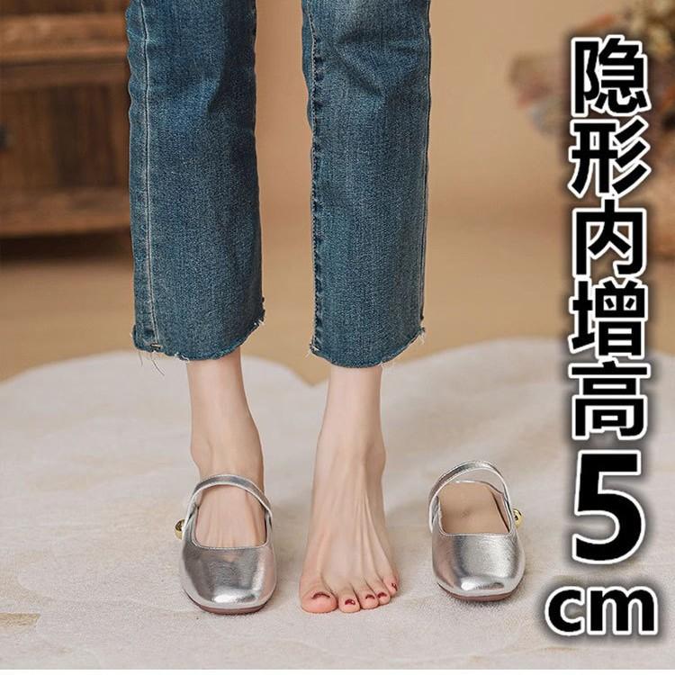 Inner Heightening Bag Head Half Slippers Women's Summer Outer Wear 2025 New French High-end Lazy One-pedal Silver Single Shoes