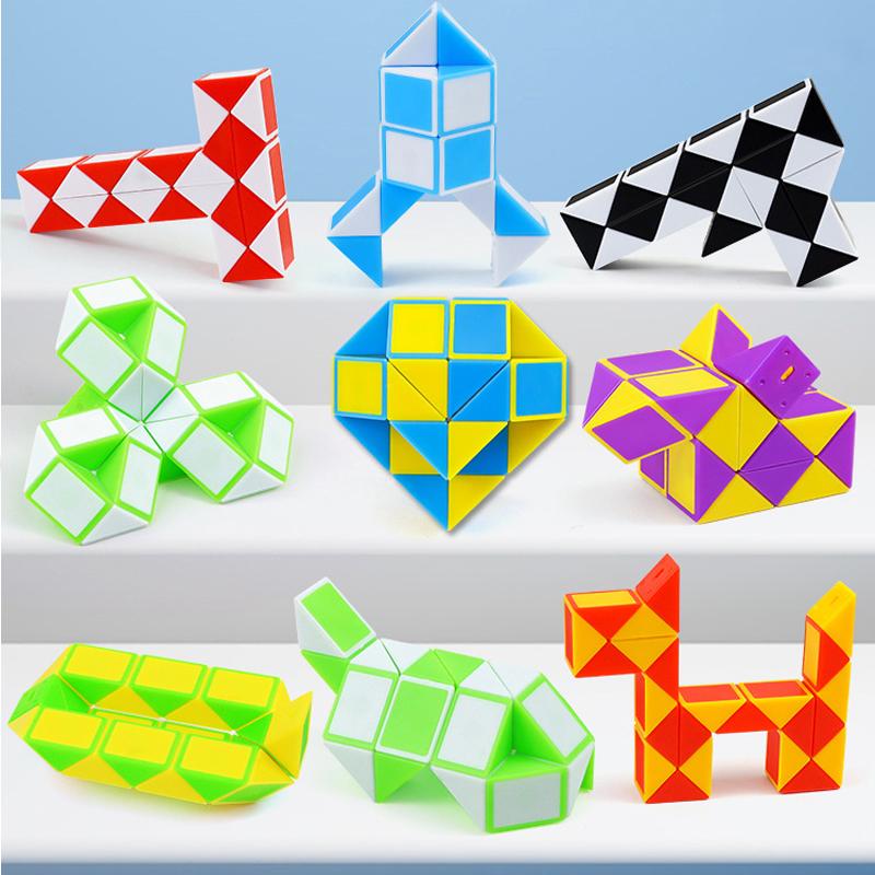 1Pcs Mini Twist Snake Ruler Puzzle Folding Puzzle Cube Educational Toys Magic Ruler 24 Kids Brain Teaser Foldable Party Favors