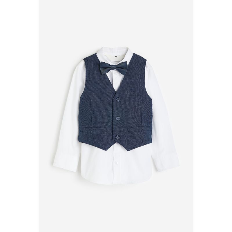 

Детская одежда HM Костюм для мальчика Летний стиль Nautica Хлопковая рубашка Жилет Бабочка Формальная одежда 1166050 Navy/White 110/60(4-5Y)