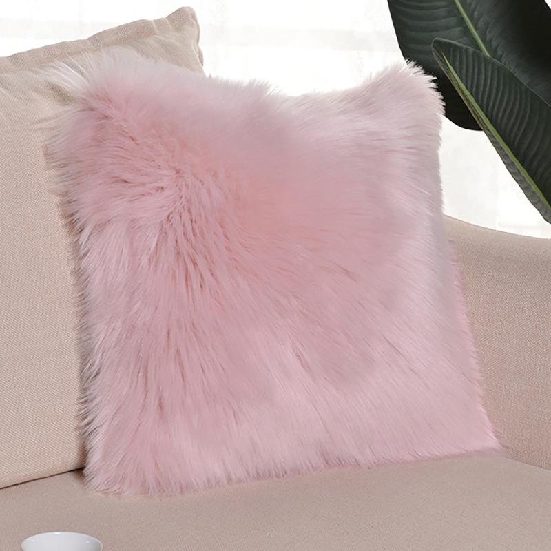 Imitation Wool Acrylic Office Home Solid Color Plush Pillow Pillow Lumbar Pillow Cushion