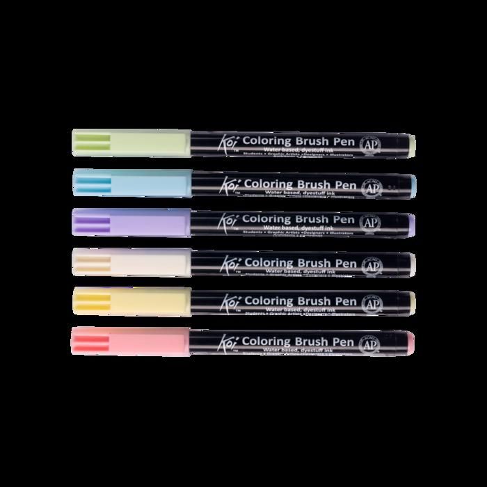 Feutres Aquarelle - Koi - 6 couleurs pastel - Pointe pinceau - Multicolore - Mixte