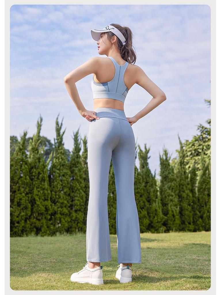 Plus Size Quick-Dry High Waist Micro Flare Pants - Breathable Ice Silk for Summer