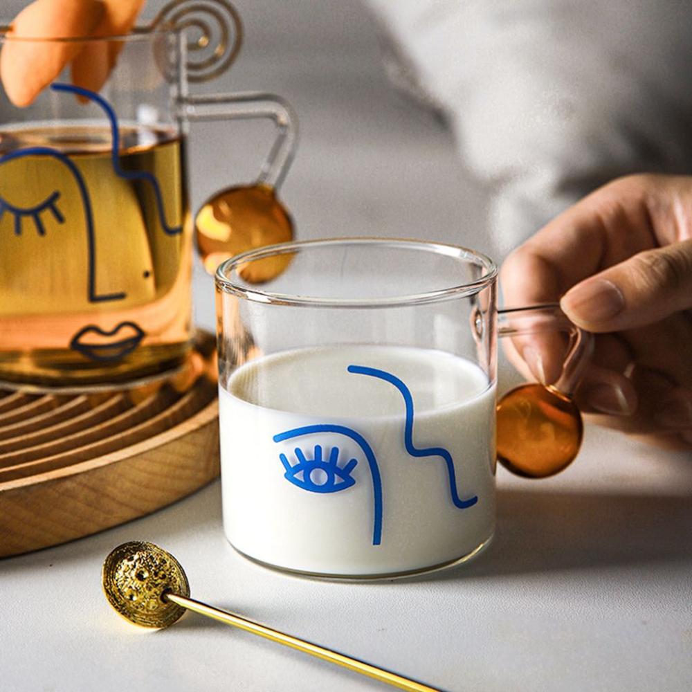 

Dining Supplies with Creative Handle Heatresistant Juice Cup Mug Glass Cup Drinkware S