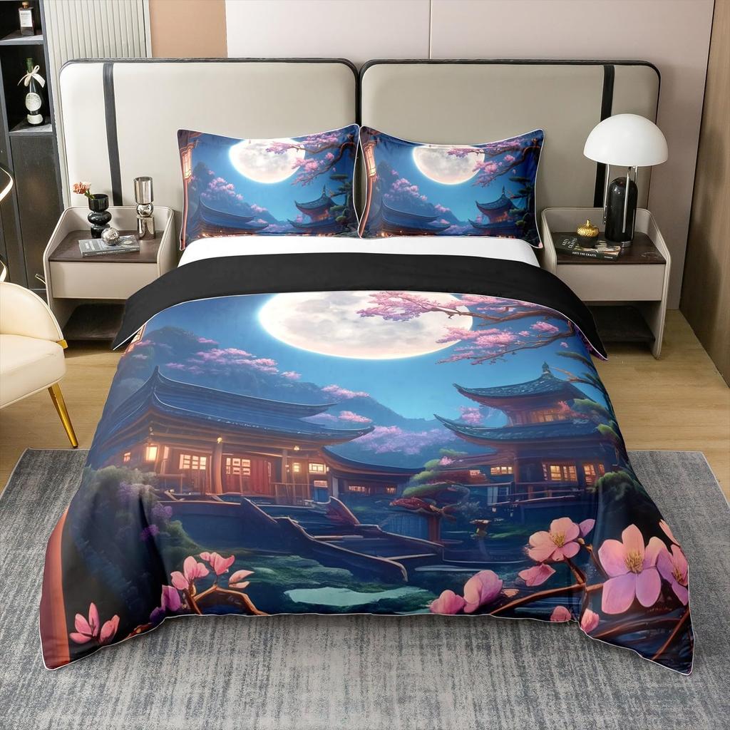 Japanese Building Duvet Cover Sets For Teens Queen Size Quilt Covers Lightweight Down 2 Pillowcases 1 Duvet Cover No Comforter