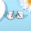 Cute Cartoon White Cat Small Knife Dagger Enamel Brooch Creative Animal Lapel Pin Badge Backpack Clothing Hat Accessories