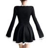 Splice Lace Mini šaty pro ženy Vysoký pas Tenké Elegantní šaty Dámské Svatební Retro Temperamentní šaty Dámské Oblečení Novinka