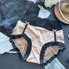 Women's Summer Sexy Satin Mesh Lace Edge Matching Color Ice Silk Low-rise Briefs