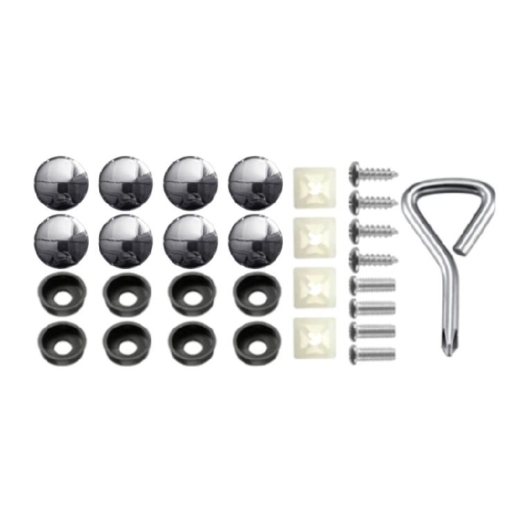 Universal Car Plate Mount Hardware Fastener Nut Car Number Plate Frame Holder Mounting Screws and Cover Caps Kit