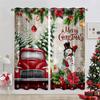 Red Pink Bell Balloon Christmas Curtains Elk Santa Claus Holiday Living Room Bedroom Kids Room Decorative Curtains 2 Pieces