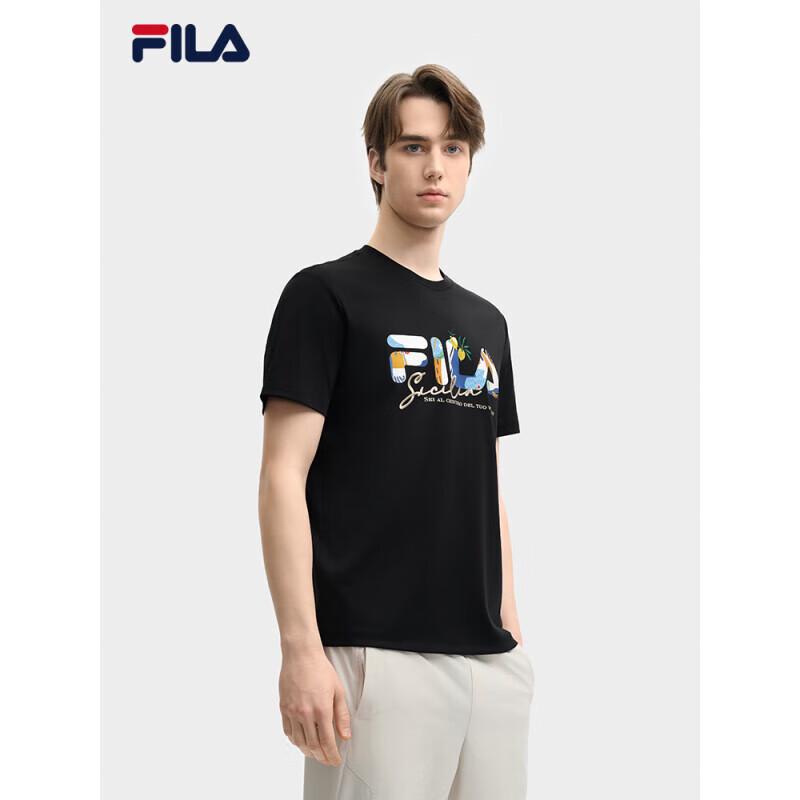 FILA Men s Basic Round Neck Knitted Short Sleeve T-Shirt