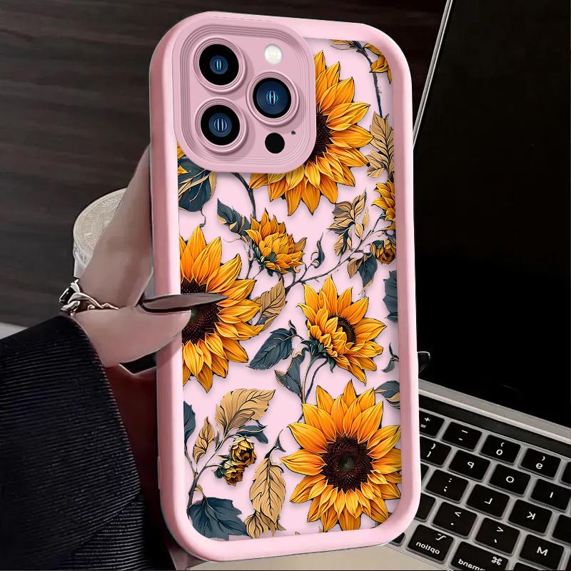 Beautiful Sunflowers Case for iPhone 17 Air 16 16E 15 14 13 12 11 Pro Max X XS X S Max XR SE 2020 SE4 7 8 Soft Silicone Cover