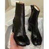 2026 Autumn Winter Soft Leather Split Toe Tabi Women Ankle Boots Zip Thick High Heels Chelsea Chunky Shoes Short Booties