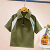Children's Trendy Color Block Polo Shirt, Short Sleeve, Breathable Casual Top for Middle and Big Kids