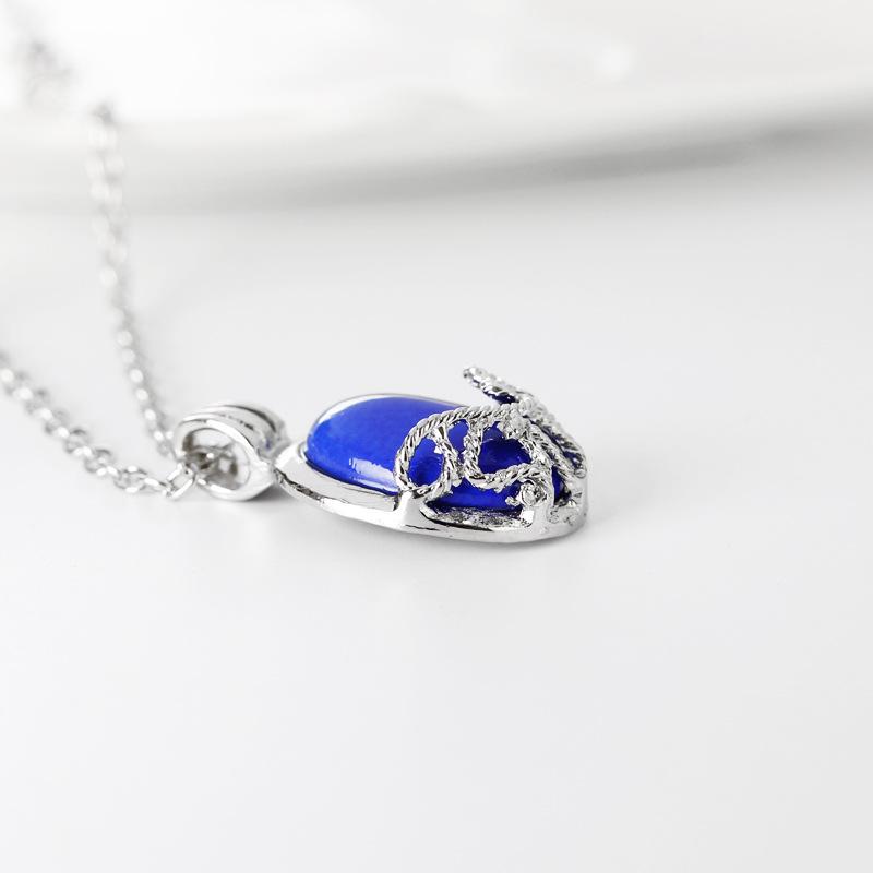 Blue Crystal Natural Stone Necklace - Valentine's Day Gift for Girlfriend