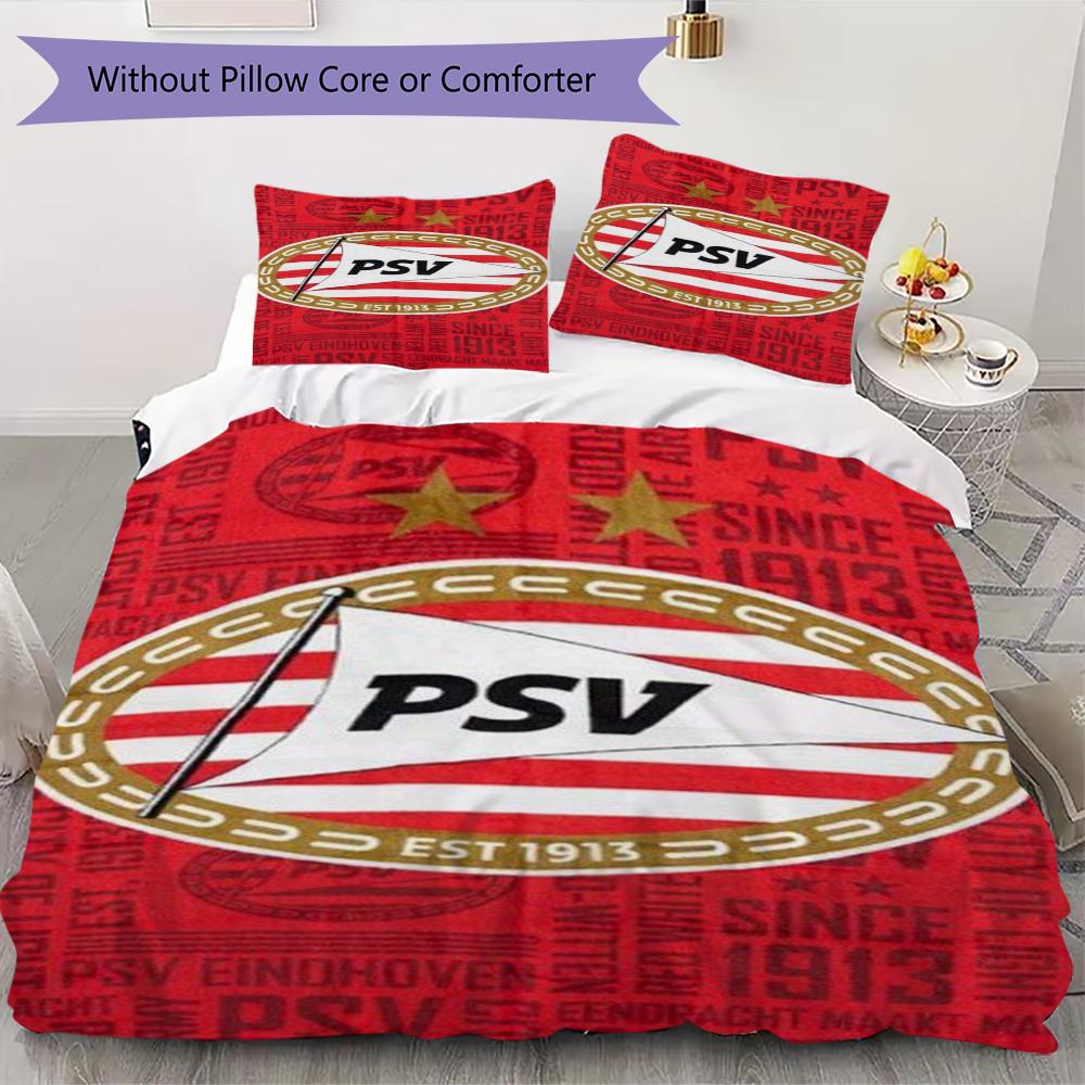 Juego de Funda Nórdica y Funda de Almohada con Estampado del PSV Eindhoven Decoración del Hogar Regalo de Cumpleaños (1 * funda de edredón + 2 * fundas de almohada sin relleno)122