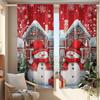2PCS Red Hat Snowman Curtains, Christmas Holiday Print, Cute Winter Window Drapes for Living Room Bedroom Decor