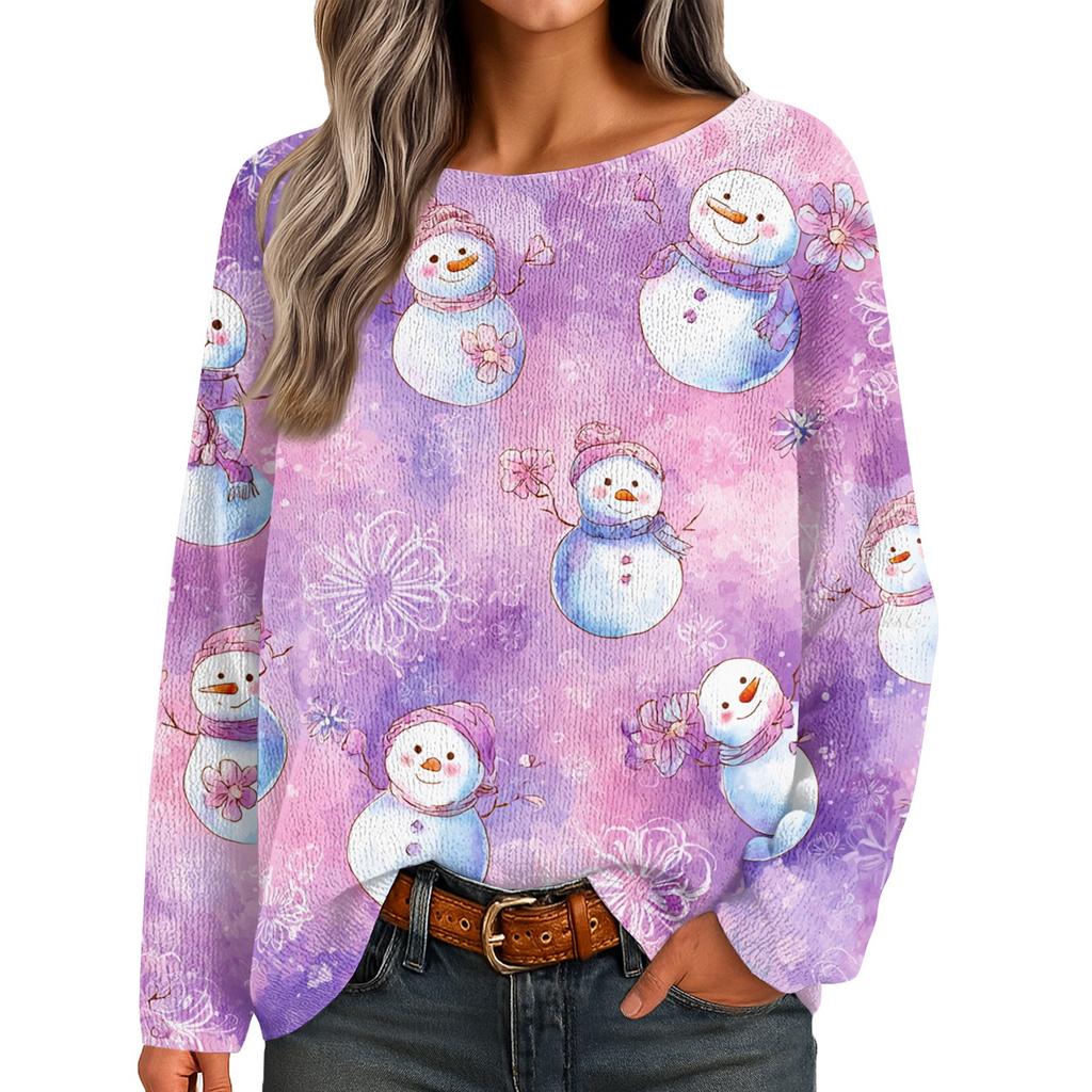 Womens  Fall Sweaters Long Sleeve Print Tops Pullover Sweaters Loose Dressy Casual Basic Clothes