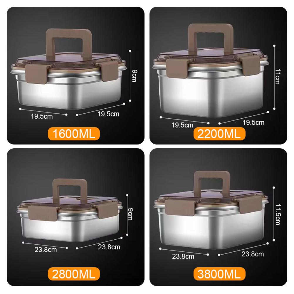 Portable Crisper Box Lunch Bento Box Stainless Steel Fresh-Keeping Case Large Capacity Food Container For Picnic Camping