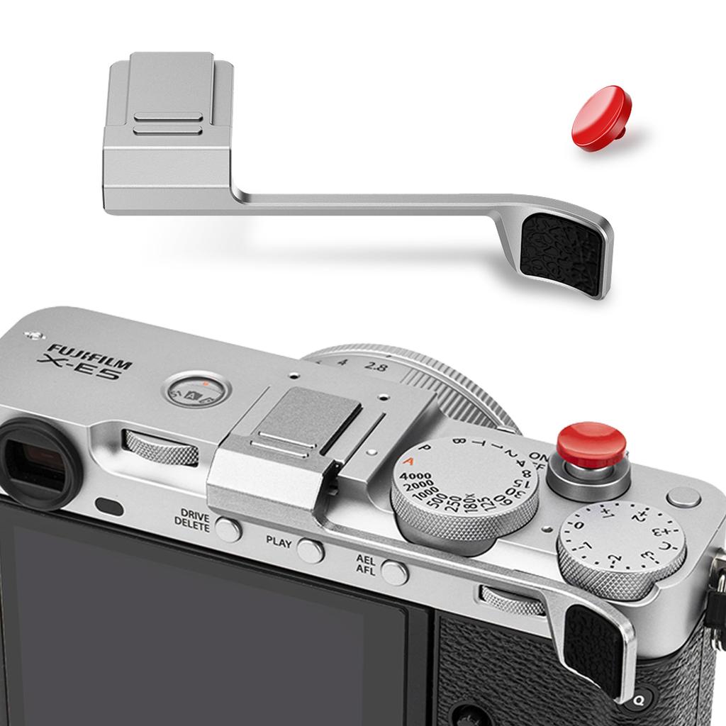 JJC Thumb Grip and Rest for Fujifilm Easy To Includes Silicone Pad for a Better Camera Simple and Includes One Release Shutter Silver X-E5/XE5