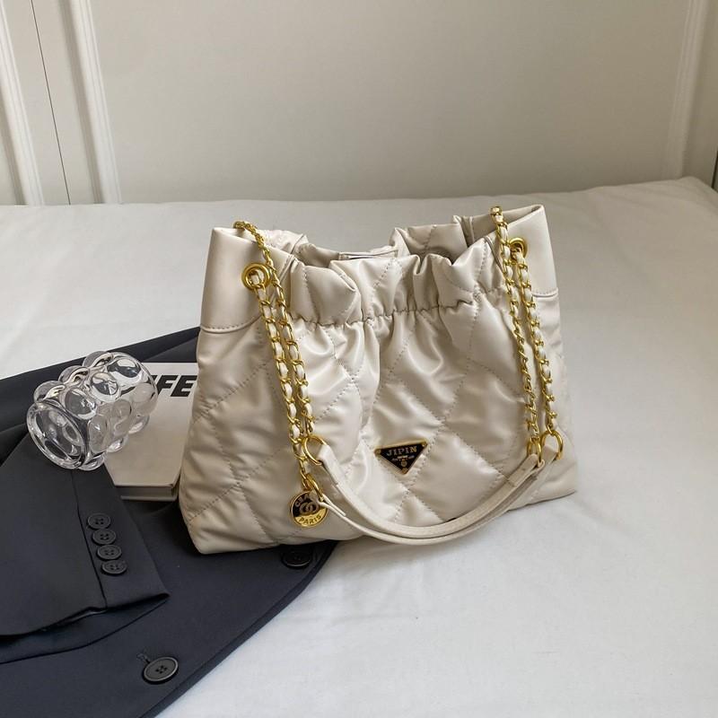 Trendy Cross-border Style Black And White Pu Material Medium Sized Bucket Bag For Daily Outfits белый
