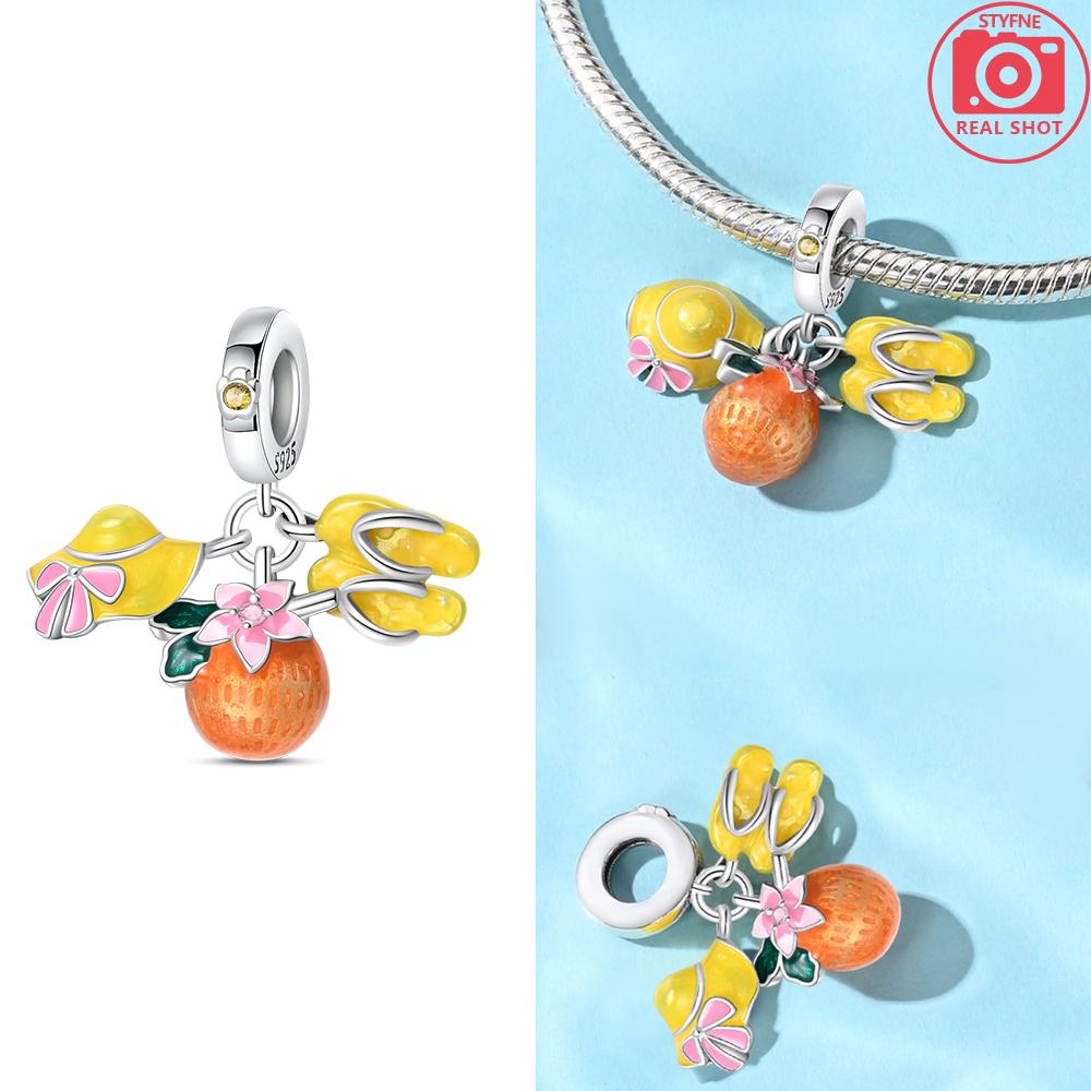 Copper Myellow Sunflowers Coconut Trees Roses Beads Pendant Charm For Original Bracelet Woman Girl Jewelry
