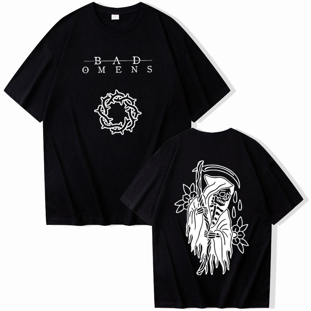 Bad Omens Shirt Bad Omens Rock Music Shirt Harajuku Bad Omens Merch Gift for Bad Omens O-Neck Short Sleeve Shirts Unisex Tops