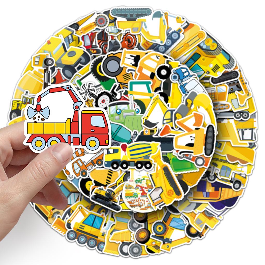 100 Pieces of Engineering Car Graffiti Stickers Personalized Cartoon Decorative Water Cup Mobile Phone Case Notebook Stickers