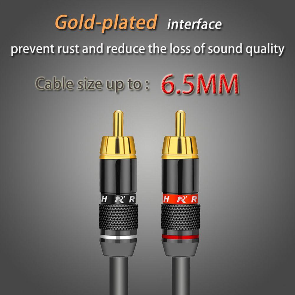 HI-FI 6mm RCA Male Adapter Cable Wire Connector Gold Plated RCA Plug