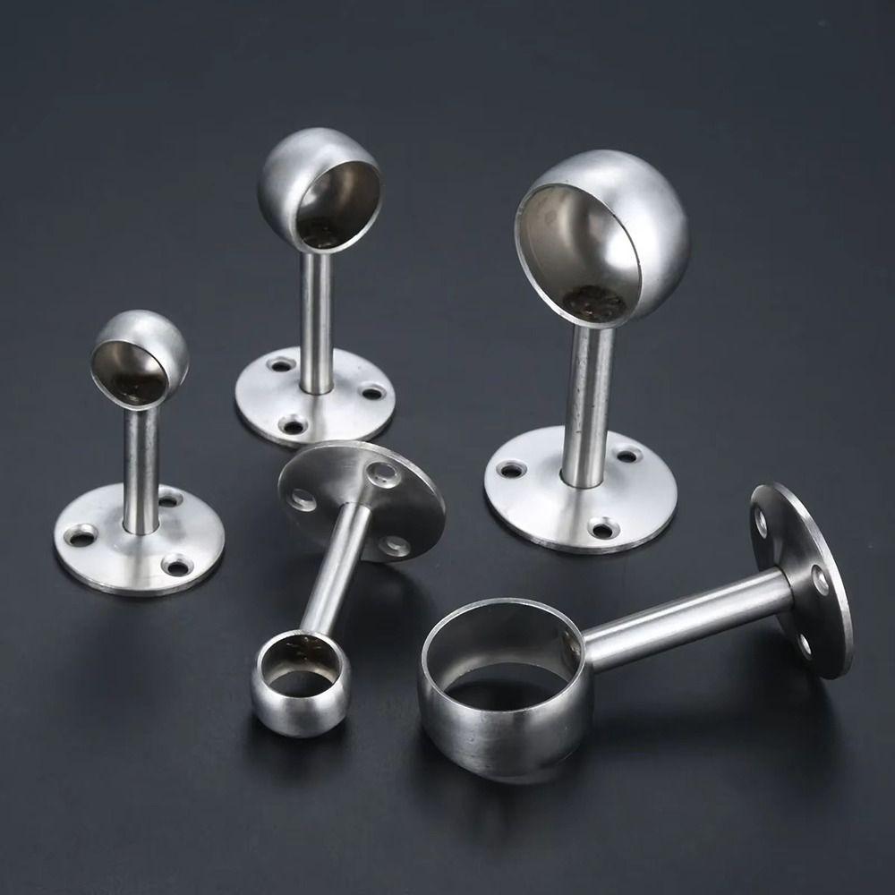 1Pcs Stainless Steel Pipe Bracket 19/22/25mm Dia Half/All Pass Wardrobe Rail Rod Support Flange Hanger Ceiling Fixed Clamp