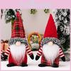 Charming Christmas Gnome Figurines With Cozy Plaid Hats Perfect For Festive Decorations