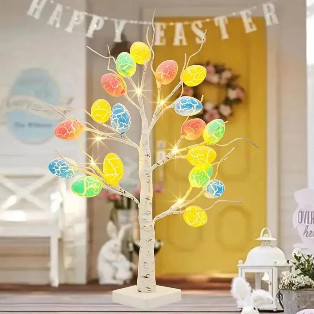 LED Easter Egg and Christmas Birch Tree Lights for Home and Party Decorations