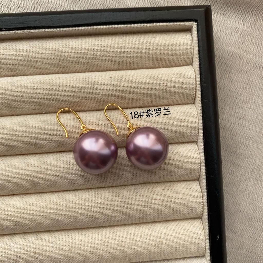 Multi-color highlight pearl stud earrings classic simple commuting light luxury temperament versatile high-end elegant earrings