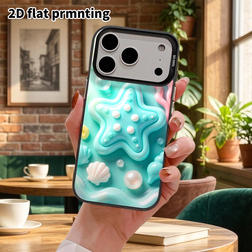 Phone case: 2D flat design, suitable for iPhone 18 17 16 15 14 13 Pro protective case, ocean starfish, perfect Christmas and Halloween holiday gift