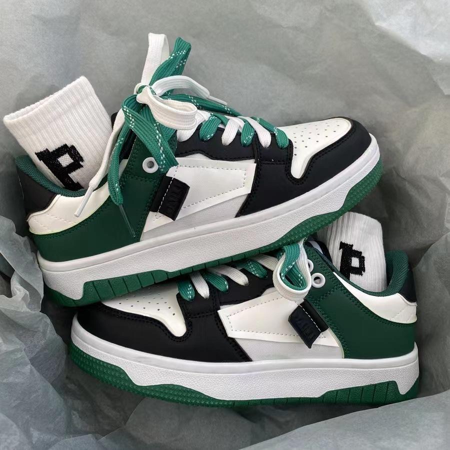 

Летние нишевые повседневные кеды для пар в стиле ин-харбор, шикарный тренд Харадзюку, ретро-студенческие дышащие кроссовки для мужчин 36 зелёный